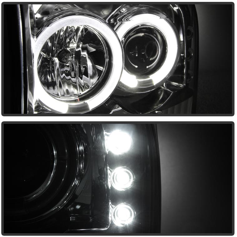 Spyder Chrome 1-PC. Projector Headlights W/ LED HALO - 6.0/7.3 Powerstroke (1999-2004)