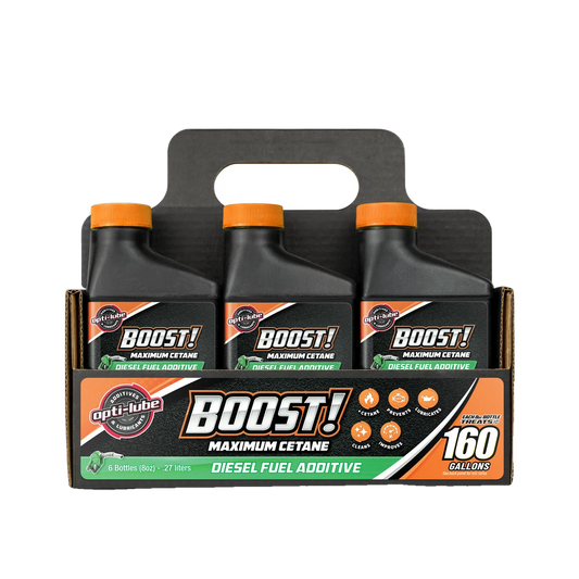 Opti-Lube Boost! Maximum Cetane Formula Diesel Fuel Additive: 8oz 6 Pack, Treats up to 160 Gallons per 8oz Bottle