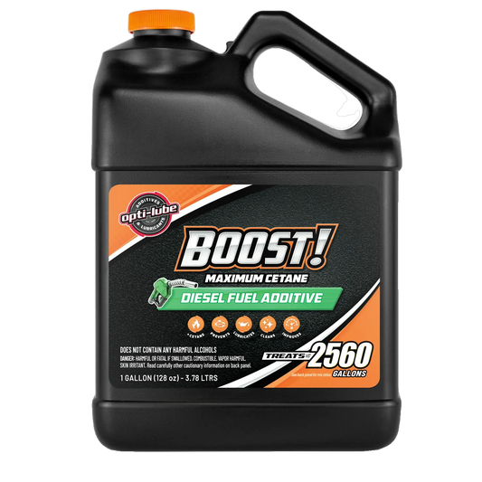 Opti-Lube Boost! Maximum Cetane Diesel Fuel Additive: 1 Gallon with Accessories (1 Hand Pump and 2 Empty 4oz Bottles) Treats up to 2,560 Gallons