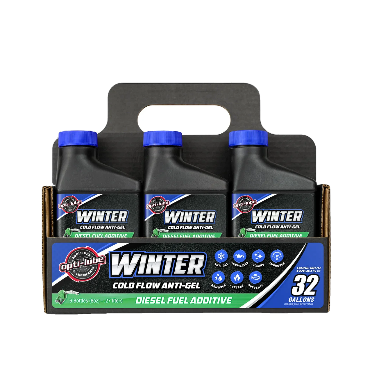 Opti-Lube Winter Anti-gel Diesel Fuel Additive: 8oz 6 Pack, Treats up to 32 Gallons per 8 oz Bottle