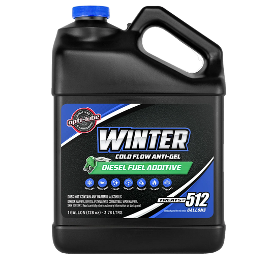 Opti-Lube Winter Anti-Gel Diesel Fuel Additive: 1 Gallon with Accessories, (1 Plastic Hand Pump and 2 Empty 8oz Bottles) Treats up to 512 Gallons