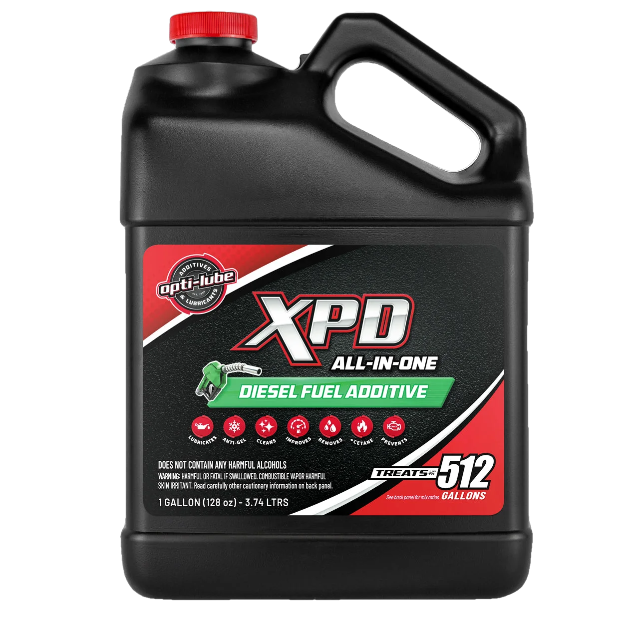 OPTI-LUBE XPD ALL-IN-ONE DIESEL FUEL ADDITIVE: 1 GAL WITH PUMP & 2 EMPTY 8OZ BOTTLES -TREATS 512 GAL