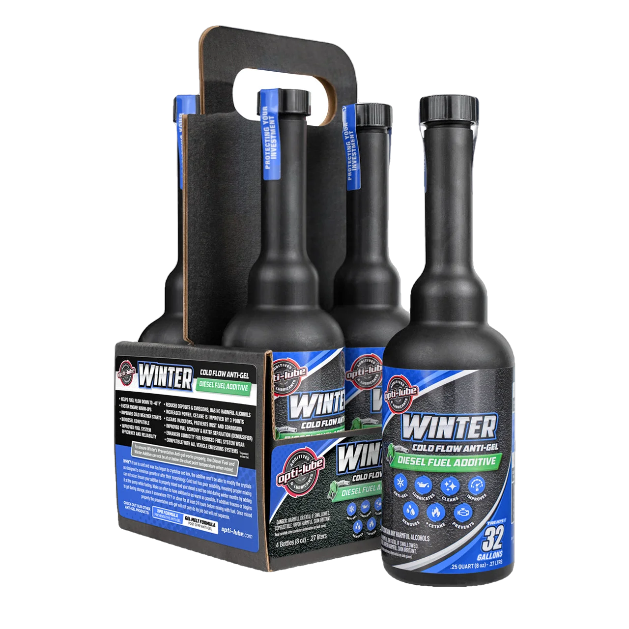 Opti-Lube Winter Anti-gel Diesel Fuel Additive: 4oz 8 Pack, Treats up to 16  Gallons per 4 oz Bottle
