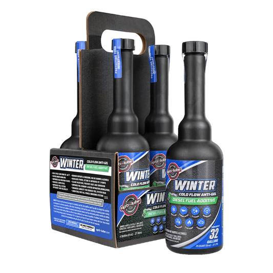 Opti-Lube Winter Anti-gel Diesel Fuel Additive: 8oz 4 Pack of Long Neck Bottles, Treats Up To 32 Gallons Per 8oz Bottle