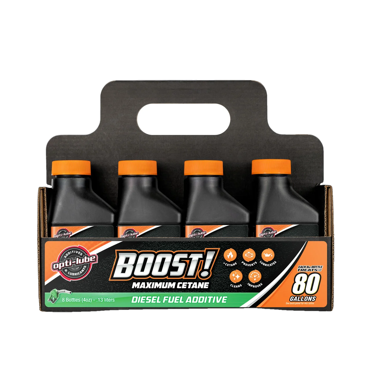 Opti-Lube Boost! Maximum Cetane Diesel Fuel Additive: 4oz 8 Pack, Treats up to 80 Gallons per 4oz Bottle