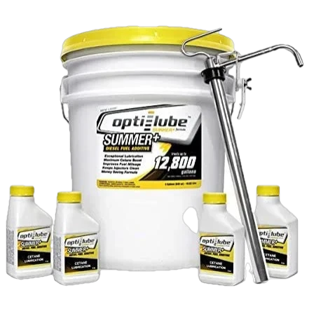 Opti-Lube Summer Lube +Cetane Diesel Fuel Additive: 5 Gallon Pail with accessories