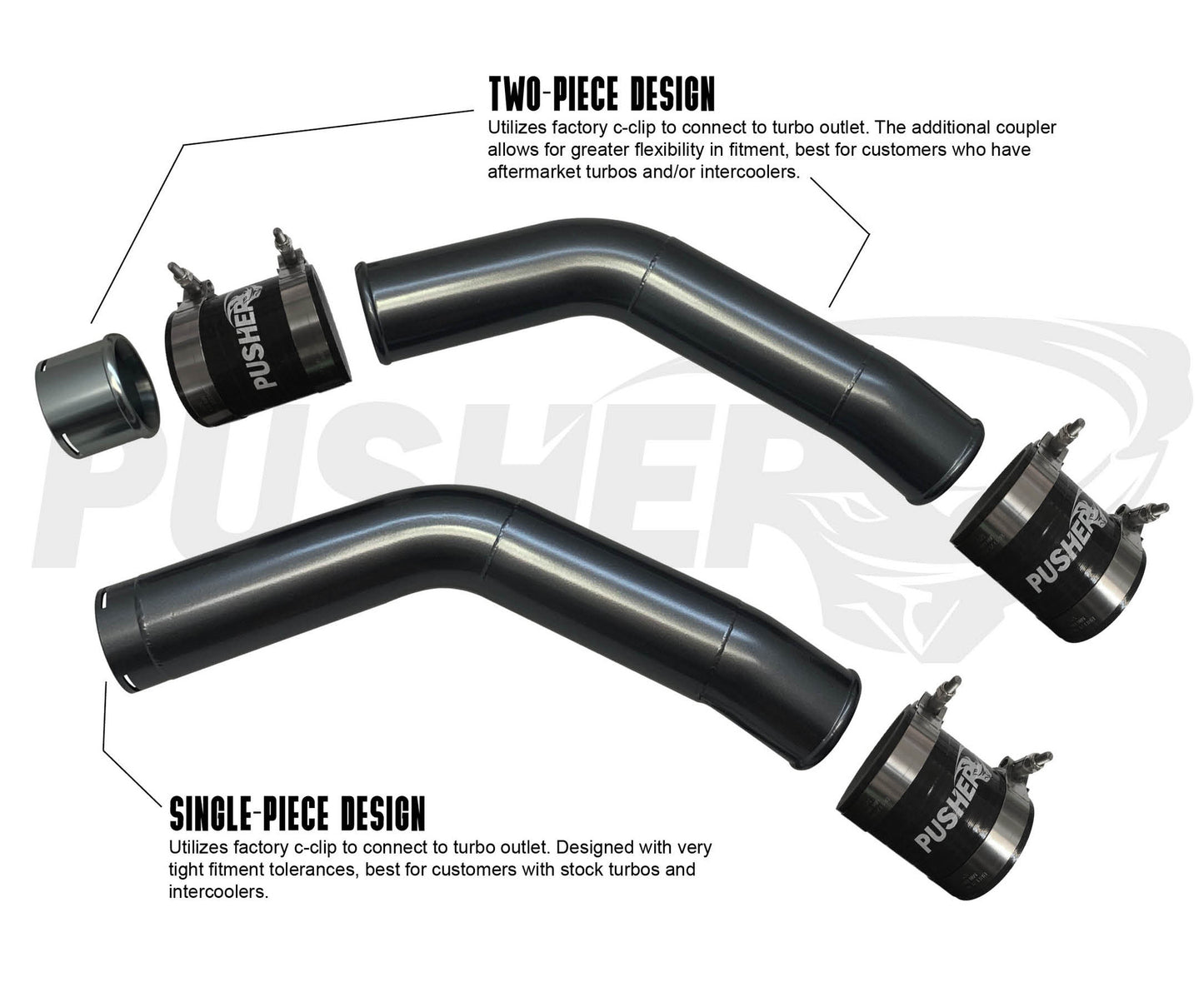 Pusher 3" Hot & Cold Side Charge Tubes - 6.7 Powerstroke (2017+)