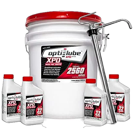 Opti-Lube XPD All-In-One Diesel Fuel Additive: 5 Gallon Pail with Heavy Duty Accessories (1 HD Hand Pump and 4 Empty 8 Ounce Bottles)