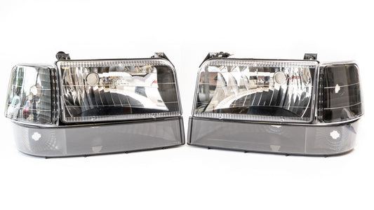 Complete Performance Six Piece Clear Black Headlight Kit - 7.3 Powerstroke (1992-1997)