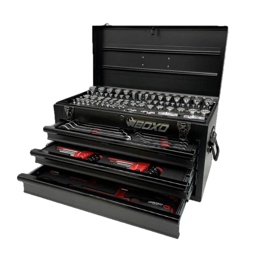 BOXO 185-Piece Metric and SAE Tool Set with 3-Drawer Hand Carry Box