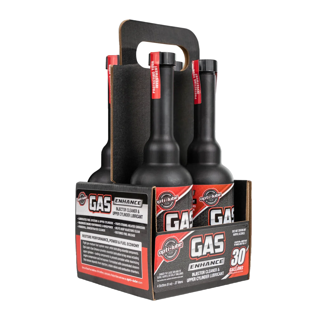 Opti-Lube Gas Enhance Fuel Additive: 8oz 4 Pack Long Neck Bottles