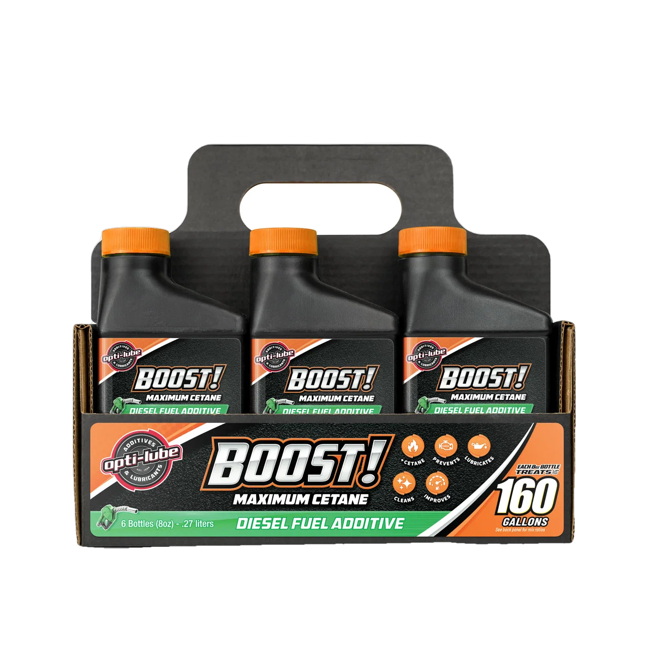 Opti-Lube Boost! Maximum Cetane Formula Diesel Fuel Additive: 8oz 6 Pack, Treats up to 160 Gallons per 8oz Bottle