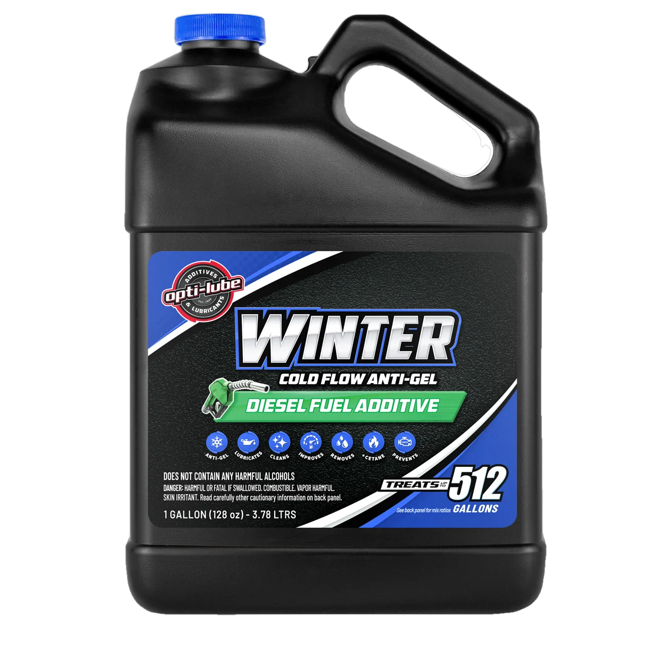 Opti-Lube Winter Anti-Gel Diesel Fuel Additive: 1 Gallon with Accessories, (1 Plastic Hand Pump and 2 Empty 8oz Bottles) Treats up to 512 Gallons