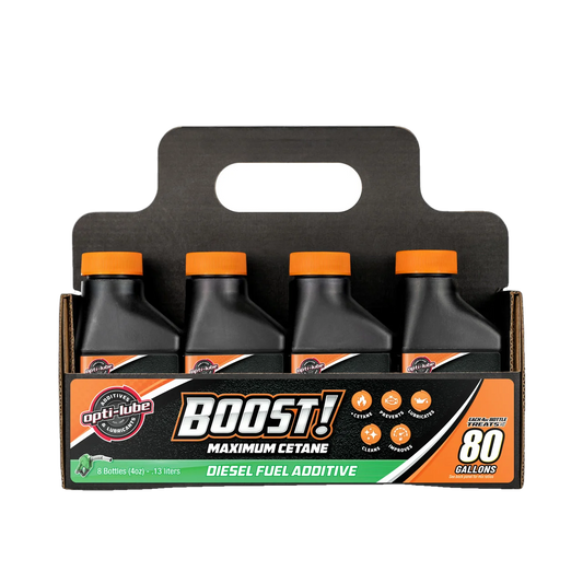 Opti-Lube Boost! Maximum Cetane Diesel Fuel Additive: 4oz 8 Pack, Treats up to 80 Gallons per 4oz Bottle