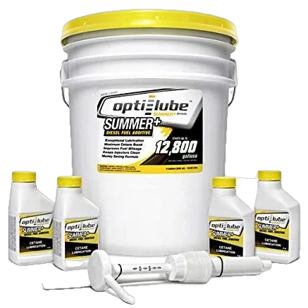 Opti-Lube Summer Lube +Cetane Diesel Fuel Additive: 5 Gallon Pail with Accessories (Hand Pump, 4 Empty 4oz. Bottles) Treats up to 12,800 Gallons