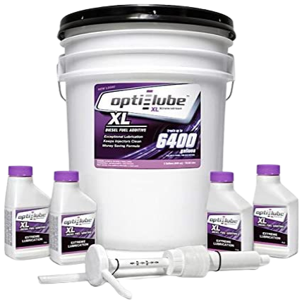 Opti-Lube XL Xtreme Lubricant Diesel Fuel Additive: 5 Gallon Pail with Accessories (Hand Pump & 4 Empty 4oz Bottles) Treats up to 6,400 Gallons